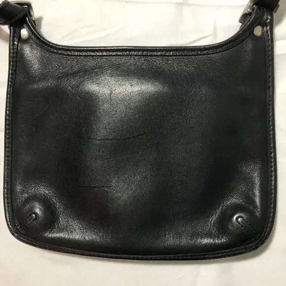 Vintage coach black leather mini hippie flap 9142 crossbody purse bag adjustable - Picture 5 of 11